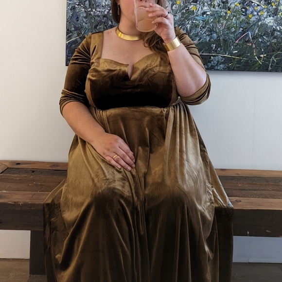 Handmade Sz 20 Brown Velvet Dress - Picture 5 of 9